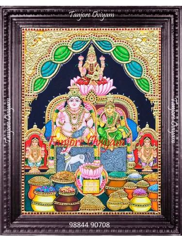 Colorful Kubera Lakshmi Tanjore painting